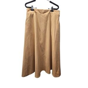 Wool Blend Vinage Inspired Maxi Knit Skirt Khaki Tan Women's XL Lined Pockets